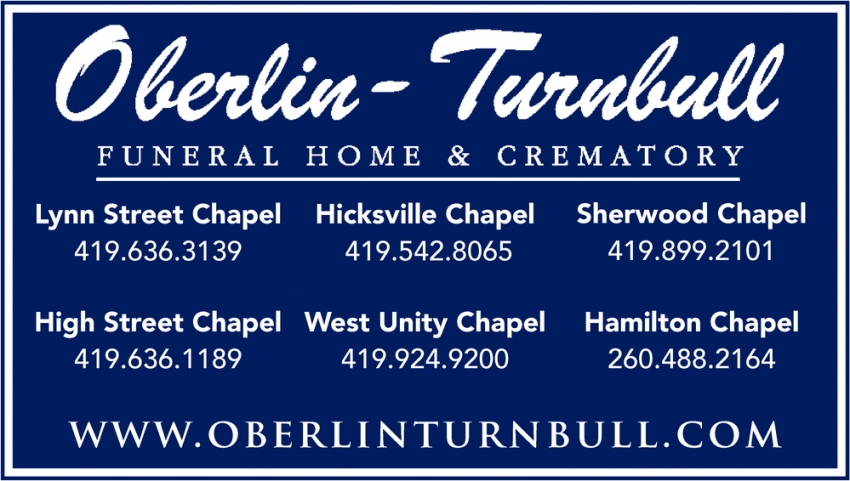 oberlin turnbull funeral home west unity ohio
